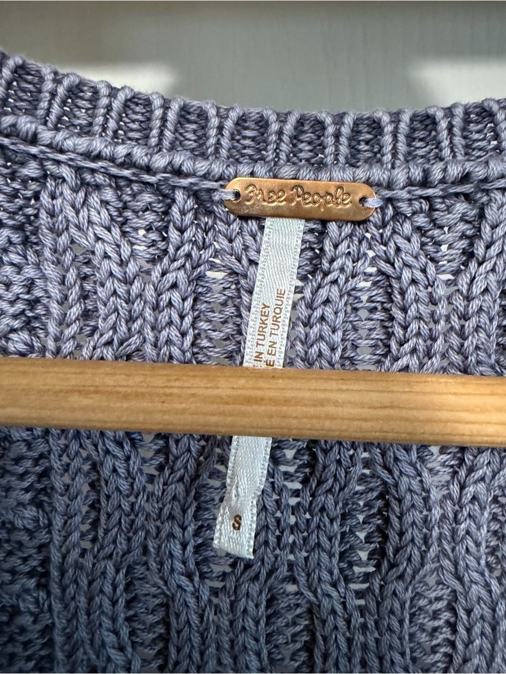 Free People High Tide Chambray Sky Cable Knit Tank - S - Picture 4 of 5